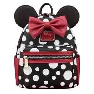NWT Loungefly Minnie polka dot mini backpack